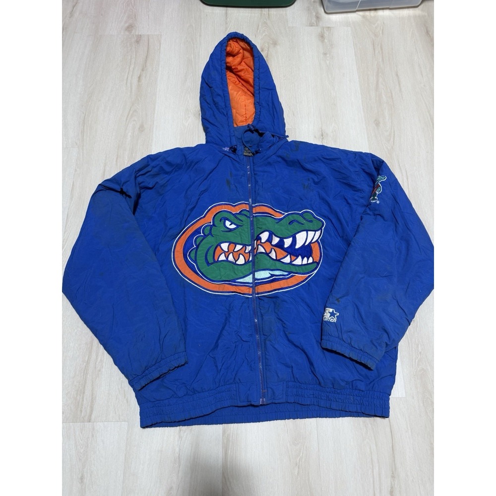 Vintage 1990s Starter Florida Gators Logo Puffer Jacket NCAA Full Zip Men's XL